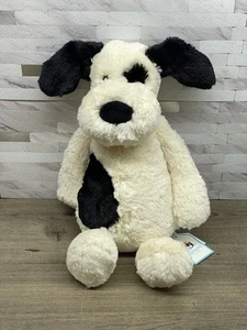 NEU NEU MIT ETIKETT Jellycat London Medium Bashful schwarz & creme Welpe Hund 12 Zoll Plüsch BAS3BCP - Bild 1 von 7