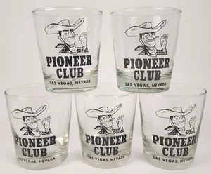 Vintage PIONEER CLUB Casino Old Fashion glasses Set of 5 Las Vegas Cowboy 4" - Picture 1 of 12