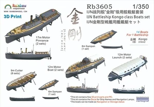 Rainbow RB3605 1/350Detail Up IJN Battleship Kongo class Boats set [3DP+PE+Decal - Picture 1 of 2