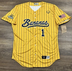 Savannah Bananas Baseball Jersey Yellow Pinstripes #1 Men's Large NEW WITH TAGS - Picture 1 of 9