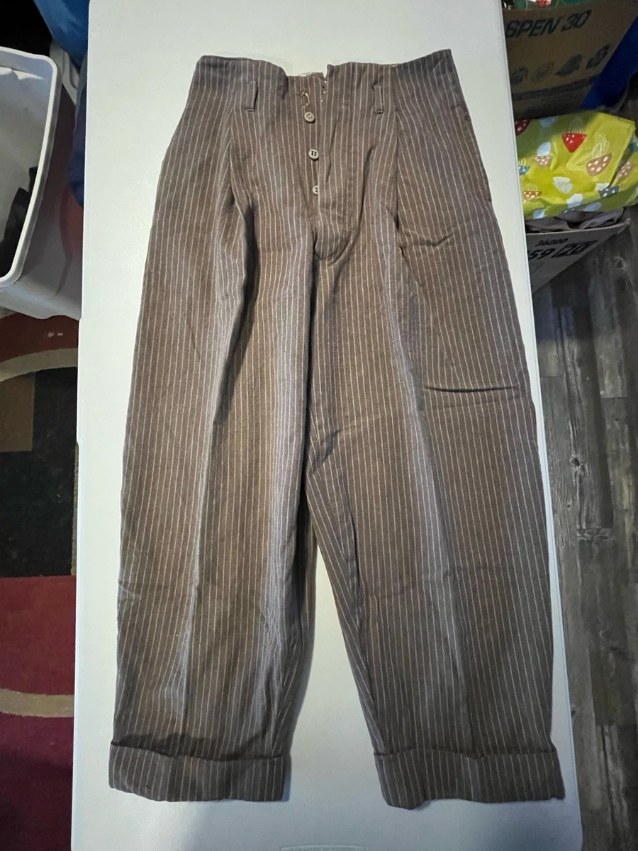 50s French Pants - Etsy 50s60s French Work Strip Wool Pants