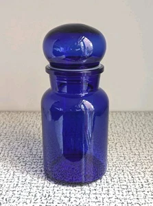 60s 70s Vintage Retro Cobalt Blue Glass Apothecary Storage Jar Made in Belgium - Picture 1 of 5