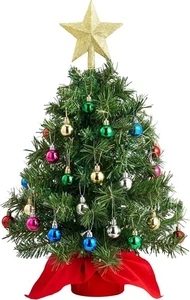 24"/2FT Mini Christmas Tree Tabletop Set with Clear LED Lights Star Treetop - Picture 1 of 4