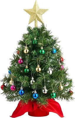 24"/2FT Mini Christmas Tree Tabletop Set with Clear LED Lights Star Treetop - Image 1 of 4
