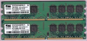 2GB 2x1GB PC2-5300 ProMOS V916765K24QBFW-F5 DDR2-667 Desktop Ram Memory Kit DIMM - Picture 1 of 2