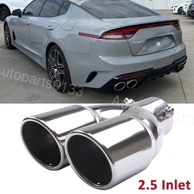 2.5 Inlet Rear Car Dual Exhaust Muffler Tip Tail Pipe Steel For Kia Stinger US — 第 1/4 张图片