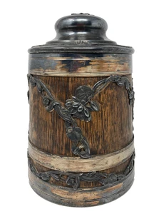 Antiker St. Louis Silver Co Jugendstil Eiskübel Eiche und Silber Anfang 1900 - Bild 1 von 12