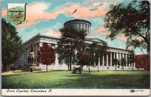Vintage 1910s COLUMBUS, Ohio Postcard STATE CAPITOL BUILDING Front View / Unused - Picture 1 of 2