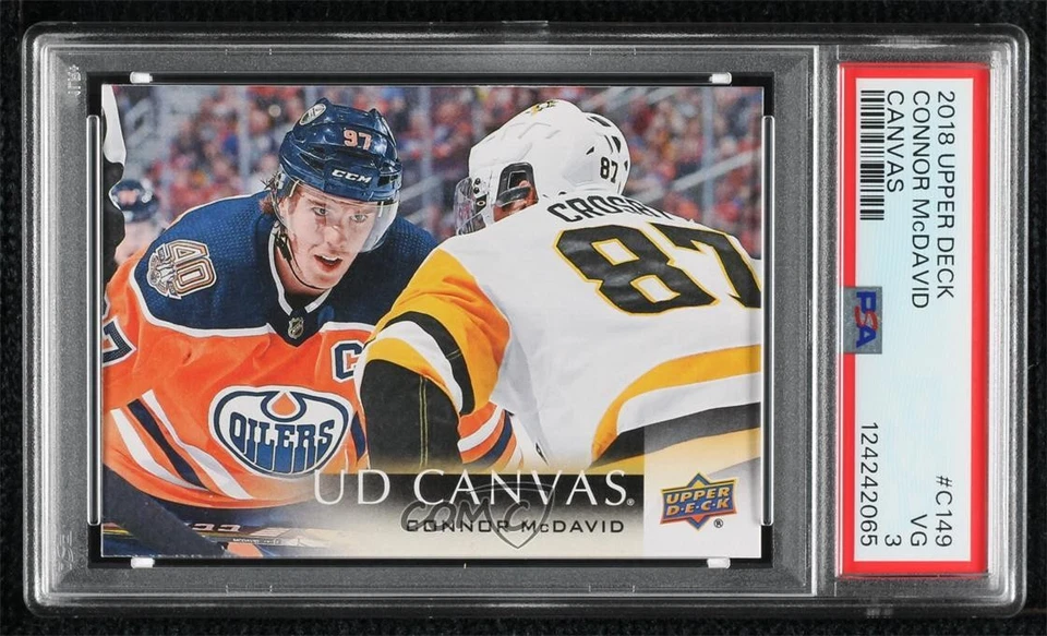 2018-19 Upper Deck UD Canvas Connor McDavid Sidney Crosby #C149 PSA 3 - Image 1 of 2
