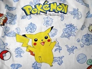 VINTAGE 90s NINTENDO POKEMON Dragons Pikachu Sheet Twin Flat Material Sheets - Bild 1 von 6