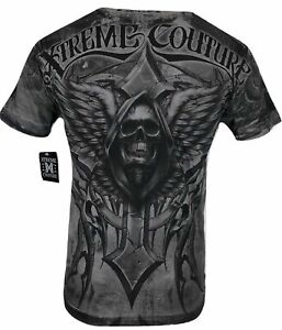 Xtreme Couture Affliction Men's T-Shirt LAST SCREAM Gray Tattoo Biker S-5XL