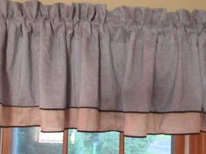 3 J C PENNEY HOME COLLECTION VALANCE 80"X17" LIGHT BLUE BEIGE BROWN CRINKLE - Picture 1 of 8