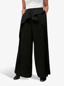 Coast Black Wide Leg Waterfall Trousers UK Size 10 Bnwt - Picture 1 of 5