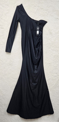 PALM ANGELS Abito donna moda Nova medio nero misto nylon monospalla cocktail maxi