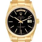 Rolex President Day-date Yellow Gold Black Dial Mens Watch 18038