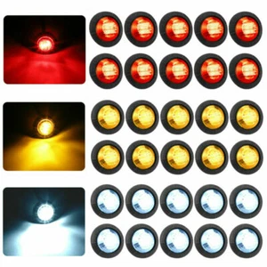 30X 3/4" Marker Lights LED Truck Trailer Round Side Bullet Light Amber/Red/White - Picture 1 of 12