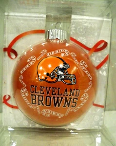 NFL Cleveland Browns vidrio redondo colgante adorno de Navidad - Imagen 1 de 1
