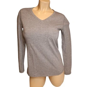 Danskin Now Women's Loose Fit V-Neck Long Sleeve T-Shirt Gray Size Medium - Picture 1 of 9
