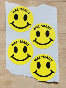 4 Vintage Walmart Greeter Smiley Face Stickers Unused 80’s 90’s Y2K Advertising - Picture 1 of 4