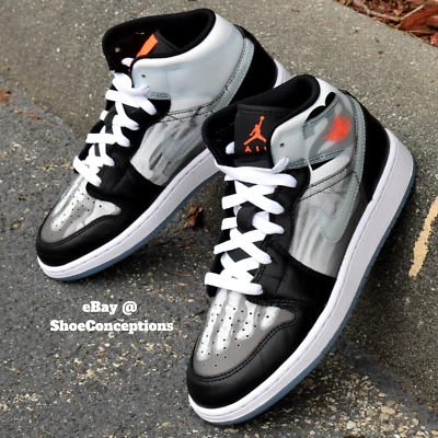 Nike Air Jordan 1 Mid SS (GS) Zapatos "Rayos X" Negro Azul Hielo HF3210-001 Multi Talla Foto 1 de 4