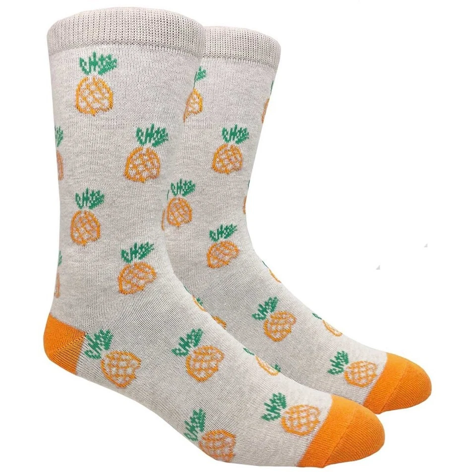 Calcetines de vestir Urban-Pavo Real para hombre padrino: piñas en beige y naranja - 1 par Foto 1 de 1