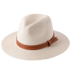 Natural Panama Soft Shaped Straw Hat Summer Women/Men Wide Brim Beach Sun 2283 - Bild 1 von 8