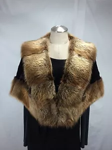 100% REAL U S SHEAR MINK FUR LADY CAPE TRIM W/ U S NATURAL BEAVER FUR FREE SHIPG - Picture 1 of 10