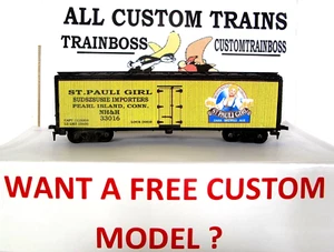 HO SCALE CUSTOM LETTERED  ST PAULI GIRL BEER 🍺🍺🍺🍺 REEFER ALSO AVAIL IN O - Picture 1 of 12