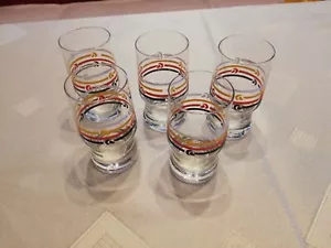 Wein - Probiergläser, 5 cl Stamper, 5 Stück mit schwarz/rot/goldenen Ringen - Bild 1 von 1