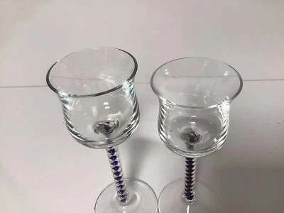  Partylite Harlequin Votive Candle Holder Set Blue Glass Stem  - Imagem 1 de 4