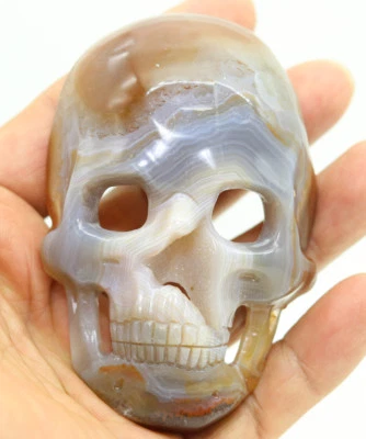 Tallado a mano rojo blanco raya cornalina ágata jade calavera máscara amuleto colgante D616 Foto 1 de 4