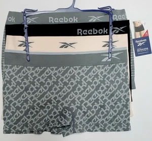 Reebok Women's Briefs Small 4 Boyshorts Pack Beige Gray Black Seamless Stretch - Picture 1 of 5