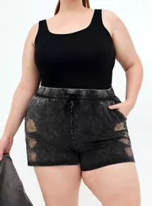 BNWT Torrid LoveSick Plus Size 2 (18/20) Gray Wash French Terry Roses Shorts - Picture 1 of 13