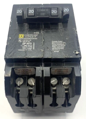 Square D Homeline HOMT2020220 Quad Two 1 Pole 20 Amp One 2P 20A Plug In Breaker