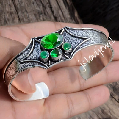 Chrome Diopside Gemstone 925 Sterling Silver Bracelet For Girlfriend Gift - Image 1 of 4