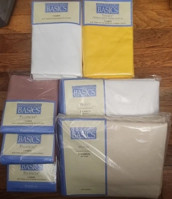 Springmaid Fabrics Basics MUSLIN, PALENCIA 18 Yards White Yellow Fuchsia NEW - Image 1 of 4