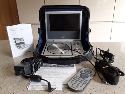 Philips PET710 Mini Portable DVD Player 7” Screen, Leather Case & Accessories - Image 1 of 4