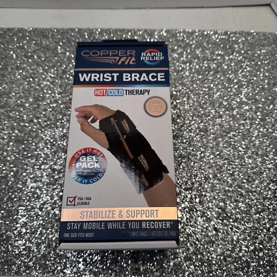 Muñequera de alivio rápido ajuste de cobre mano izquierda/derecha unisex terapia de gel caliente/frío Foto 1 de 2