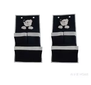 Set of 2 Nautical Soft Teddy Bear 3 Pocket Fabric Nursery Wall Hanger Baby Decor - Picture 1 of 5