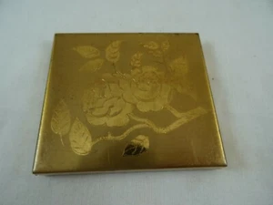 Vintage Gold Roses Mirrored Makeup Compact 2 5/8" x 2 3/8" - Picture 1 of 10