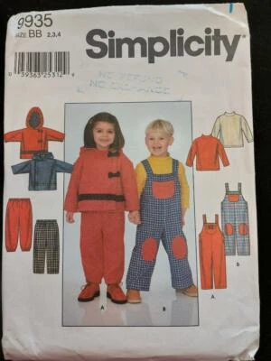 Simplicity 9935 Toddler's Overalls,Jacket,Pants and Knit Top Sz 2-4 - Image 1 of 2