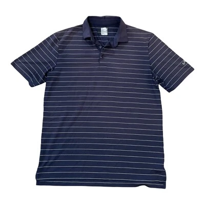 Callaway Golf Polo Shirt Men Sz M Opti-Dry Navy Blue White Striped Short Sleeve Foto 1 de 4