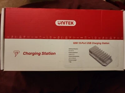 Unitek Multi Charging Station, 10-Port USB Charger for 60W+10 Port, Black - Image 1 of 2