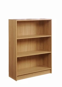 3 Tier Low Wide Bookcase Storage Display Shelving Unit Bookshelf Bookrack Oak - Picture 1 of 7