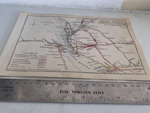 LIVERPOOL BIRKENHEAD GARSTON FSZAKELLEY AINTREE MORETON AIREY RAILWAY MAP 1884 - Picture 1 of 8