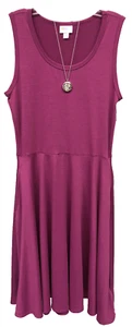 Nuevo con etiquetas Vestido Nikki Tejido Rosa Púrpura Magenta Fucsia Mediano Sólido LuLaRoe Sin Mangas - Imagen 1 de 9