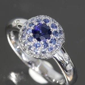 CHANEL Sapphire Diamond Ring, US4.5-5, 18K White Gold 750 Ladies Ring E0969 - Picture 1 of 10