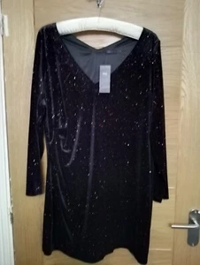 Samt Tunika/Kleid schwarz mit Lurex M&S Gr. 24 - Bild 1 von 3