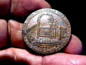 AU+ Some RED  1794 Bath Somerset Half Penny 1/2d British Coin Botanic Garden K1 - Bild 1 von 2