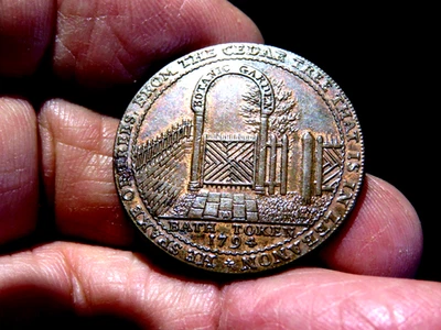 AU+ Some RED  1794 Bath Somerset Half Penny 1/2d British Coin Botanic Garden K1 - Image 1 of 2
